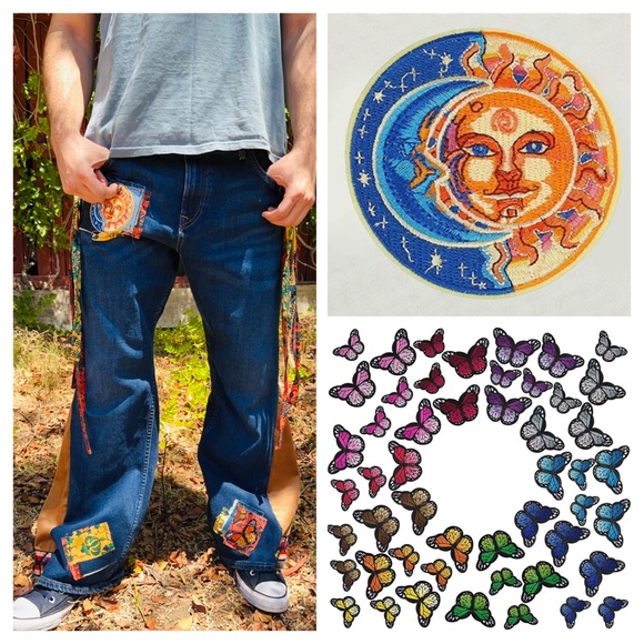 Bell bottom Jeans Unisex Upcycled Mens Jeans - Picture 2 of 10